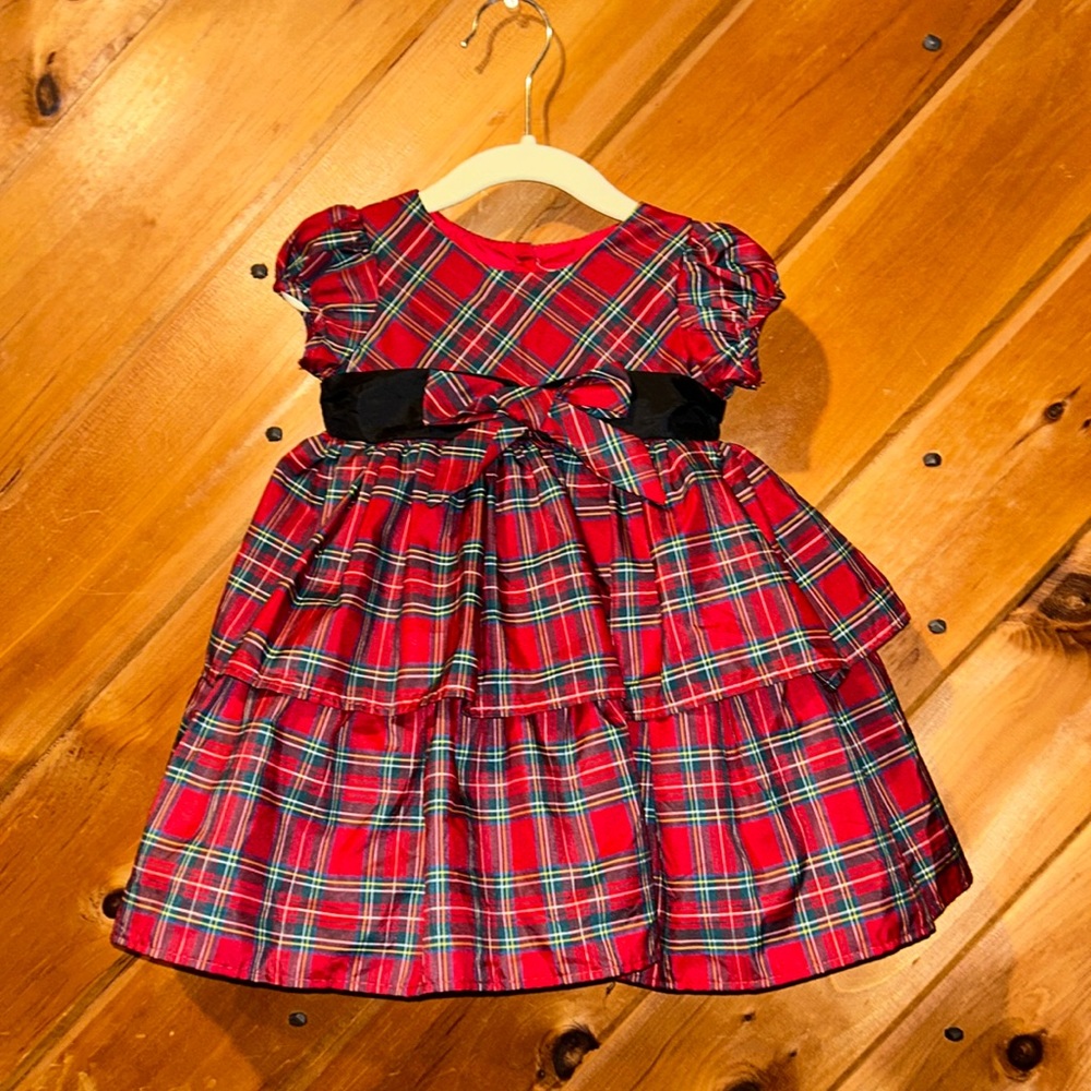 Babygirl red plaid holiday formal dress